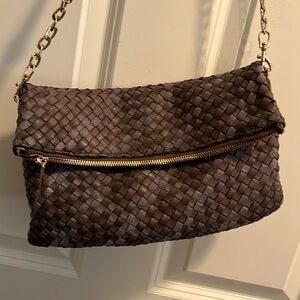 Deux Lux Woven Shoulder Bag to Clutch